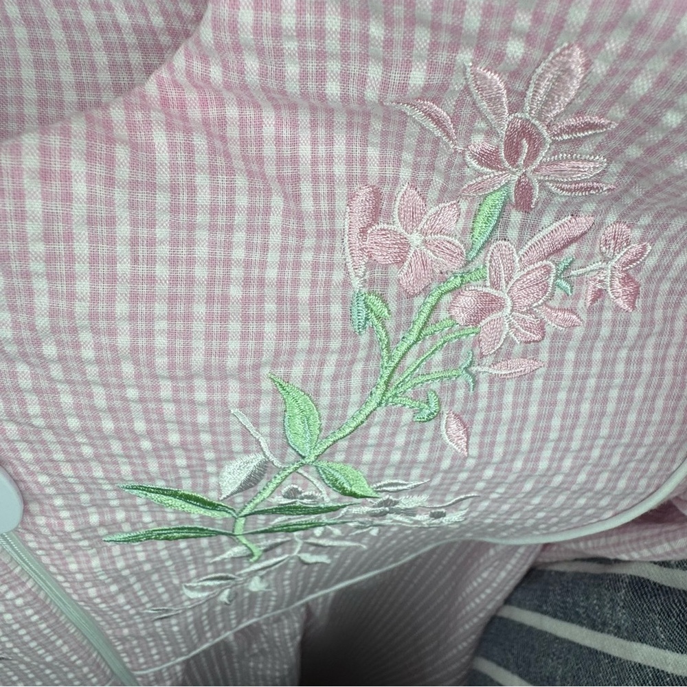 Pink Embroidered zip up robe Miss Elaine with pockets size‎ s - Picture 4 of 4